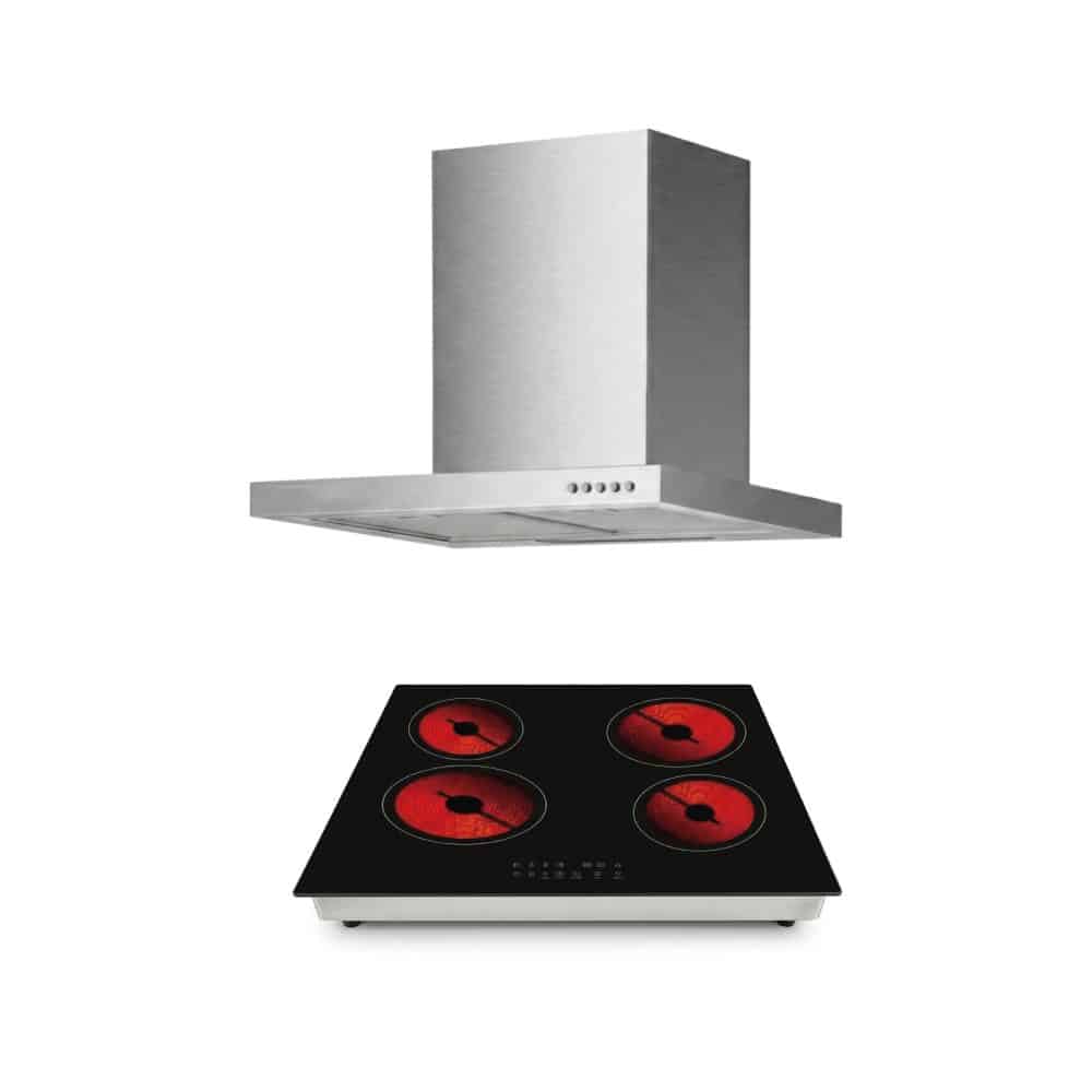 Kit Anafe Vitrocerámico 4 Hornallas + Campana Extractor purificador de Cocina